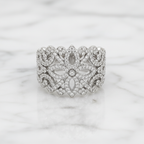 14K White Gold Diamond Filigree Ring