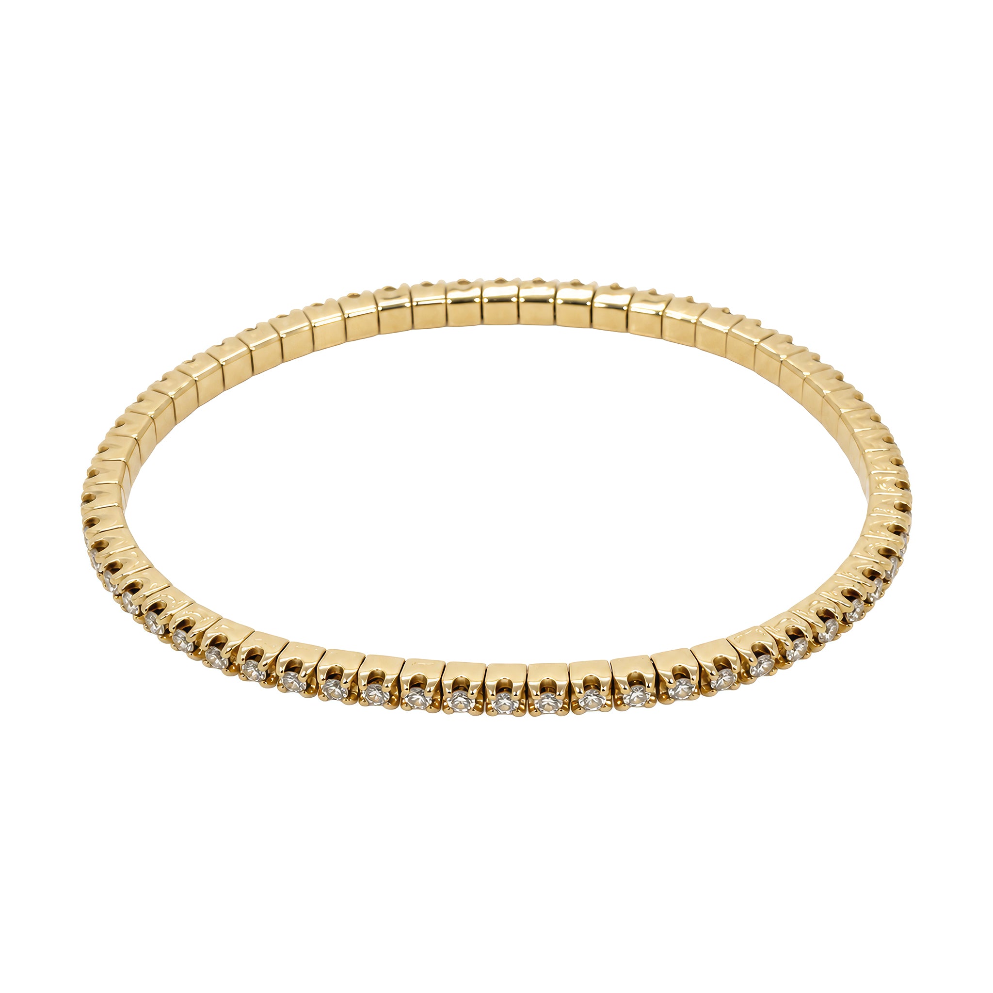 14K Yellow Gold 58 Diamond Bangle Bracelet