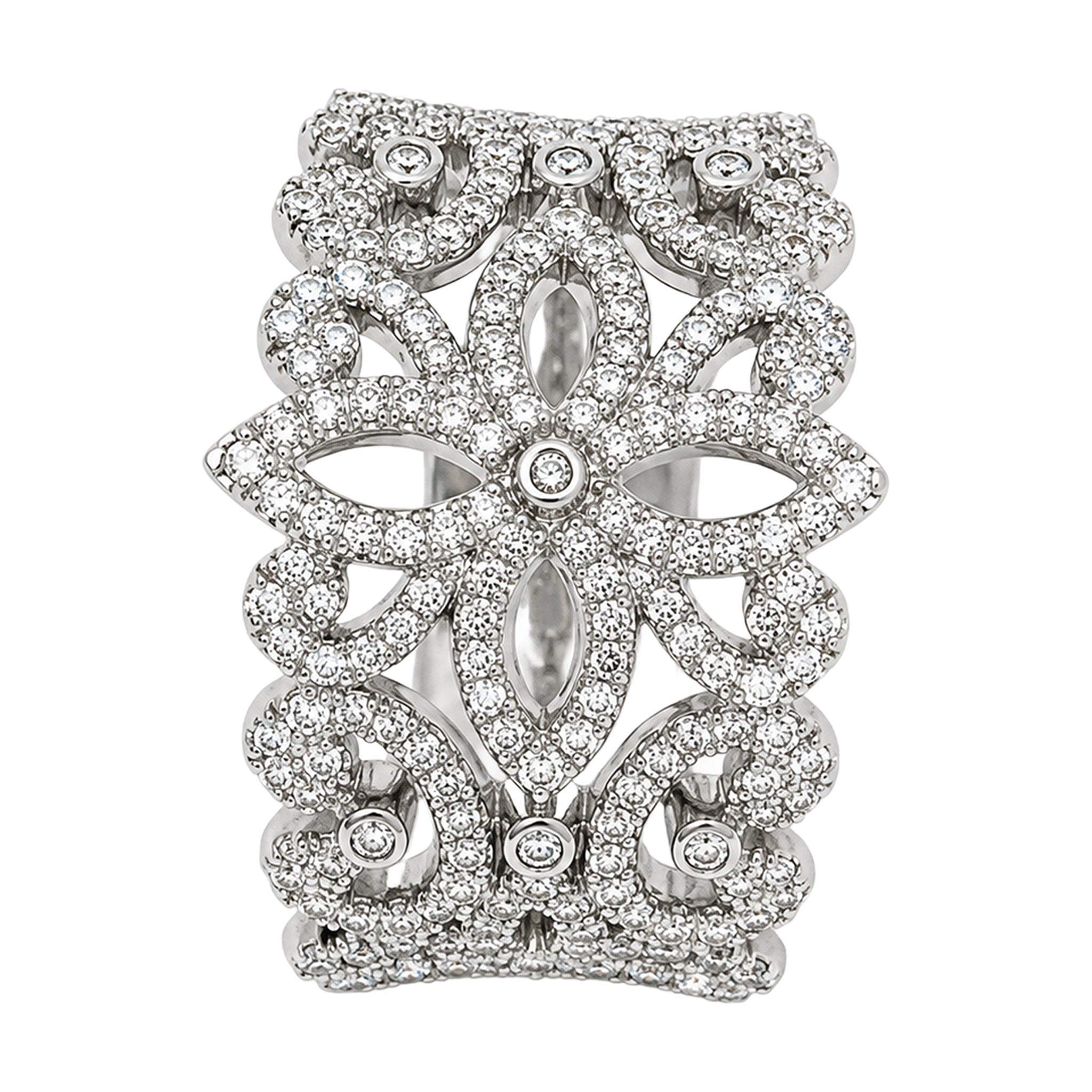 14K White Gold Diamond Filigree Ring