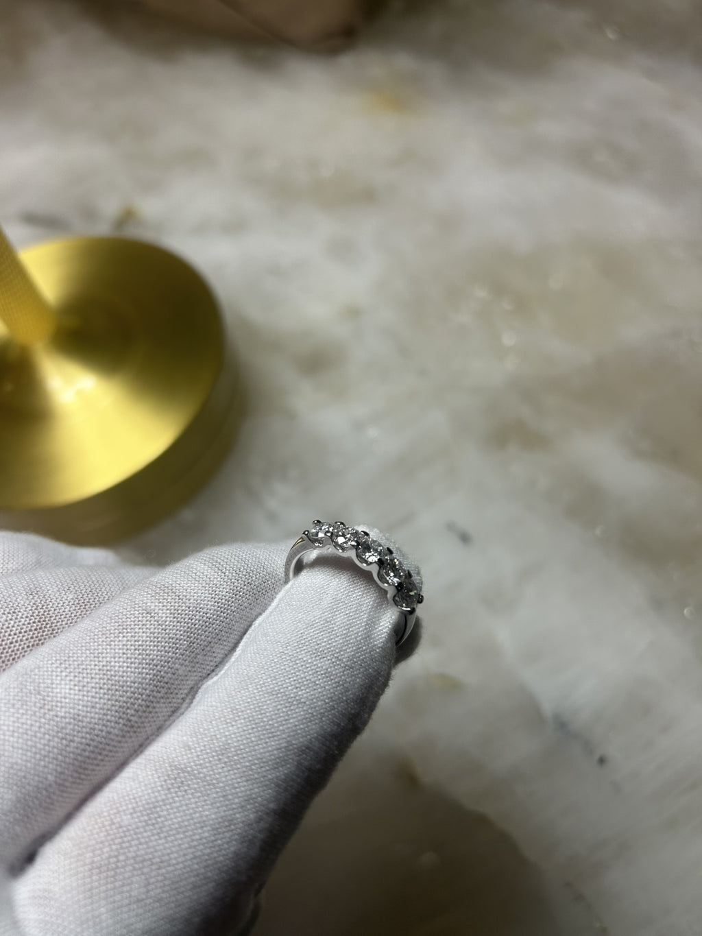 14k White Gold 5 Stone U Set 1.5 ct. Natural Diamonds