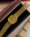 Geneve Men's Watch Vintage 14K Yellow Gold 31mm Rectangle Swiss Quartz Mesh Band