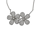 18K White Gold Diamond Double Flower Necklace